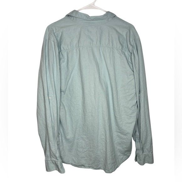 Onia Men’s Teal Mint Blue Linen Blend Casual Long Sleeve Button Down Size XL - Picture 5 of 11